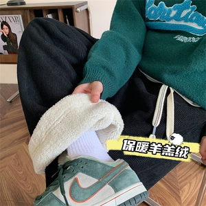 加绒休闲裤灯芯绒 D5301-TP45 控价68冬季港风可翻边纯色长裤男图片