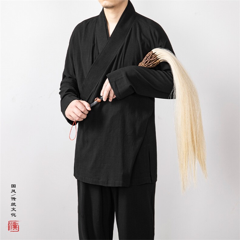 秋冬新款风男装新中式道袍改良斜襟汉服TZ01P85,男装民族服装,钱塘802