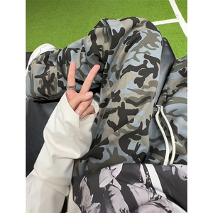 K81特p35 无差价 秋季美式迷彩休闲拖地裤男宽松阔腿直筒裤男裤子图片