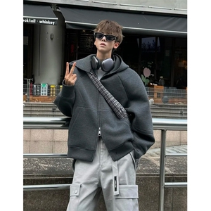 706-1-WY1028-P85 现货  重磅卫衣 秋季美式复古连帽廓形连帽卫衣图片