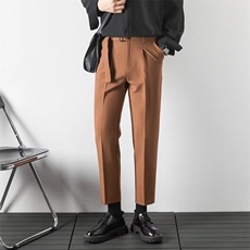抖音品质秋款男西裤坠感小脚九分裤大码送腰带28-38hk83P45，男装西裤，星座1013-1