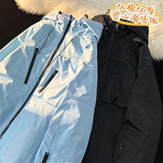 防水连帽滑雪服拉链保暖加棉加厚户外中性风外套M42-P165控218，男装棉衣，电商A001
