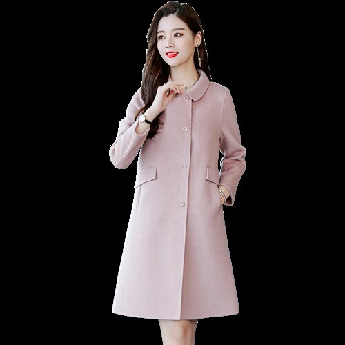 断码双面羊绒大衣A版时尚潮流中长款排扣100纯羊毛呢外套，女装毛呢外套，美吧服饰