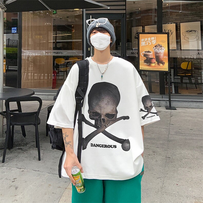 B239-D913-P28美式夏季落肩袖短袖t恤男骷髅头印花体恤上衣,男装T恤,星座514-2(原B239)
