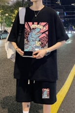 ！2025夏季新款男士华夫格短袖T恤一套学生套装HTZ87P50，男装T恤，电商B220