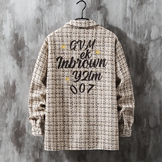 1小香风衬衣大码M-5XL情侣潮长袖衬衫男灰墙CCS8019P45加绒P55，男装衬衫，星座226-2