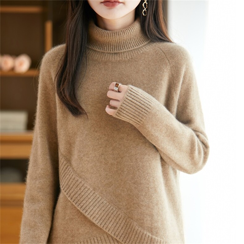 不起球100%纯棉灰色毛衣女内搭秋冬2025新款加厚全棉线针织打底衫,女装羊毛衫,迅太羊绒