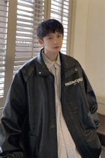 港风中性休闲宽松潮流皮衣大码M-5XL夹克男士外套JK7570P85控128，男装夹克，星座227-7