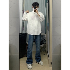 B221美式ins高街暗黑光版修身微喇牛仔裤LK23137-P55控78，男装牛仔裤，电商B221