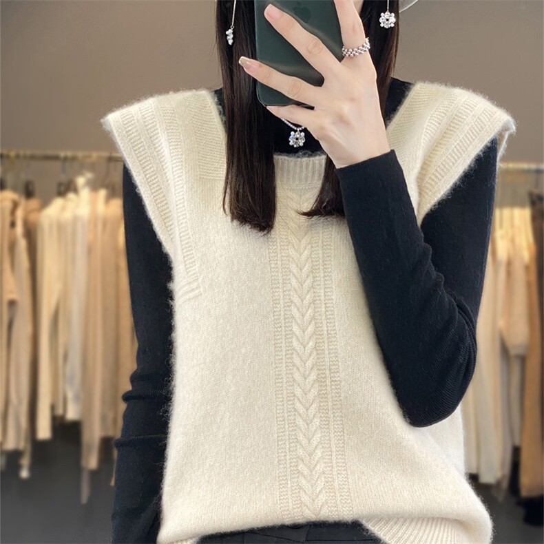 背心裙内搭马甲针织打底衫女秋冬2024新款方领马甲,女装马甲,羿纯羊绒