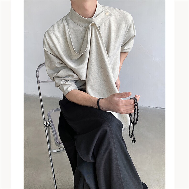 现货！25春夏男士新中式飘带设计清冷感衬衫可搭配西服CS93-P88,男装西服,电商B288