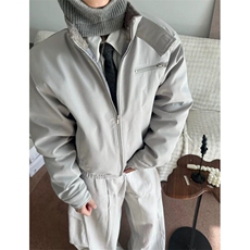 水泥灰羊羔毛立领座山雕棉服男冬哈灵顿飞行夹克厚外套M6062，男装夹克，星座1116A（原606A-3）