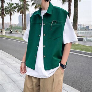 高街潮牌马甲男韩版潮流2023秋夏新款ins宽松BF痞帅外套W2605-P32图片