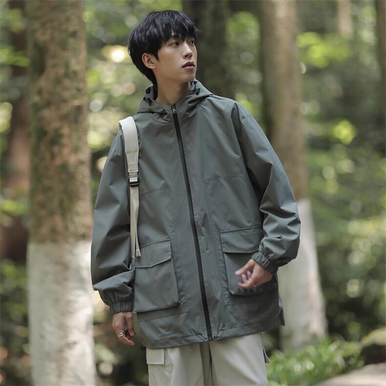 新款连帽冲锋衣夹克男山系户外撞色潮流休闲外套JK2301-P68,男装夹克,星座717