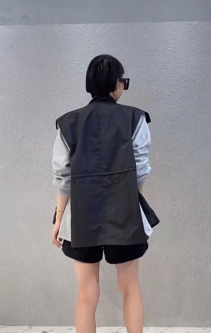2022年春季新款洋气欧美范拼色小心机风衣外套,女装风衣,L·H·X