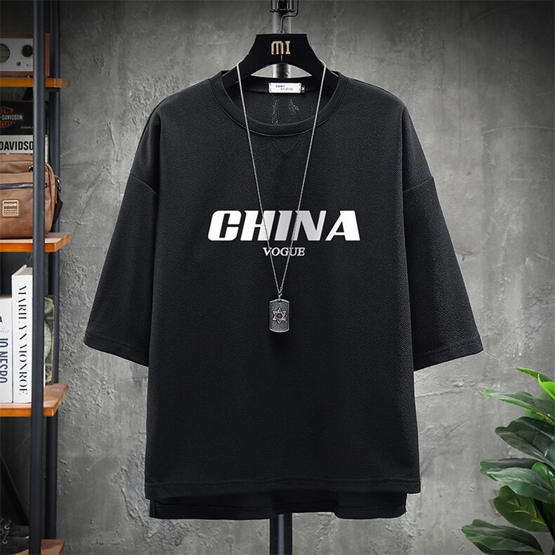 Q11001-P30春夏季七分袖t恤男大码五分袖男短袖中袖展架,男装T恤,电商A040A