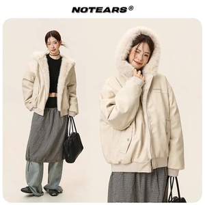 网图 美式宽松PU皮连帽加厚座山雕棉服M0099/P110图片