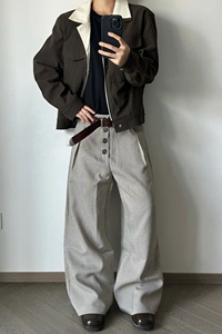 美式复古慵懒松弛宽松竖条纹百搭直筒裤男女休闲宽松阔腿拖地裤图片