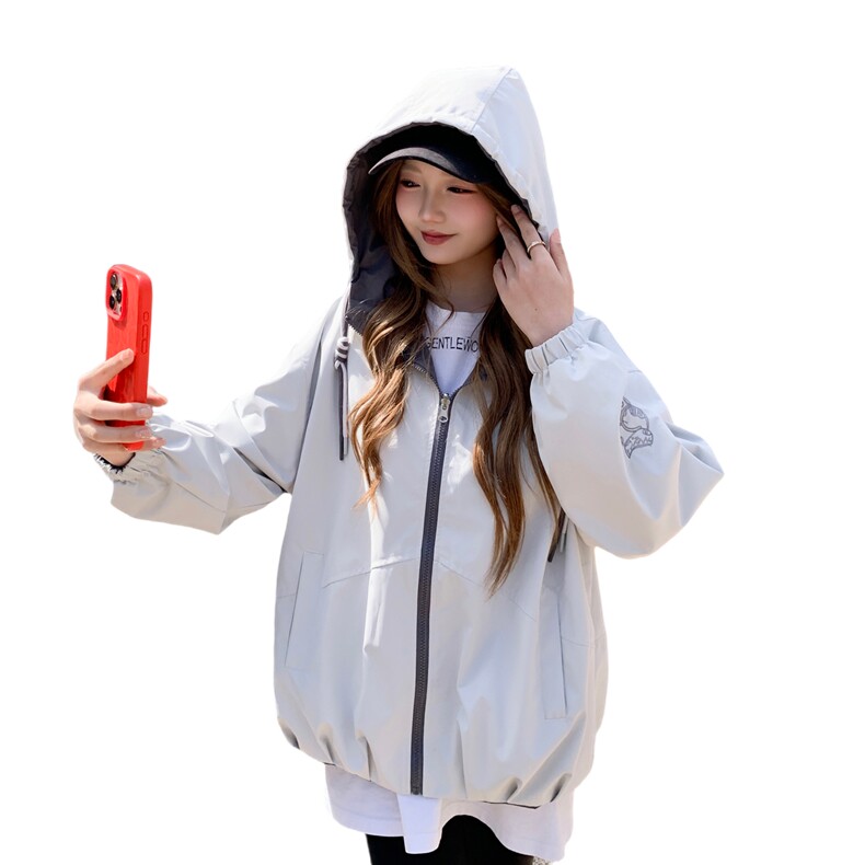 双面穿休闲外套女春秋季少女夹克新款初高中生学院风上衣,女装卫衣/绒衫,网红馆