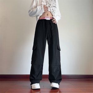 GENIOLAMODE美式腰头拼接工装裤子男士秋季新款宽松直筒休闲百搭图片