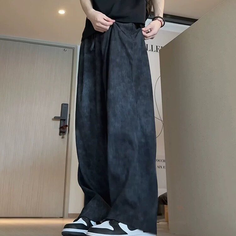 扎染树皮纹速干裤子男夏季薄款垂坠感高级感阔腿裤宽松直筒裤,男装休闲裤,星座506A