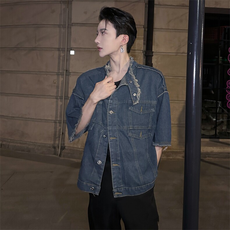 （自家图）夏季网红毛边设计感牛仔马甲男水洗高级外套2222-P63,男装背心/马甲,星座910-5