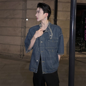 （自家图）夏季网红毛边设计感牛仔马甲男水洗高级外套2222-P63图片