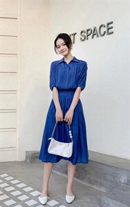 落肩袖港味复古套裙 两色?入哦图片
