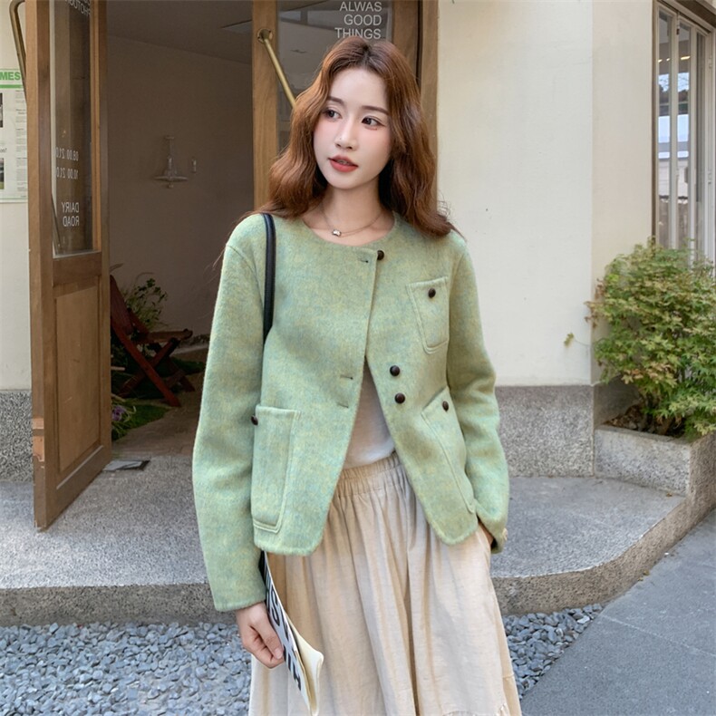 小香风轻奢双面呢羊毛大衣外套女秋冬2025新款小个子独特流行爆款，女装双面呢大衣，丝露怡语