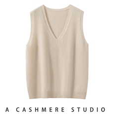 2025年秋季单股套头马甲时尚百搭休闲，女装马甲，朝思纯山羊绒