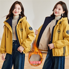 现货2025冬装新款加绒加厚休闲精品女装棉衣棉服派克服，女装派克服，木子恋