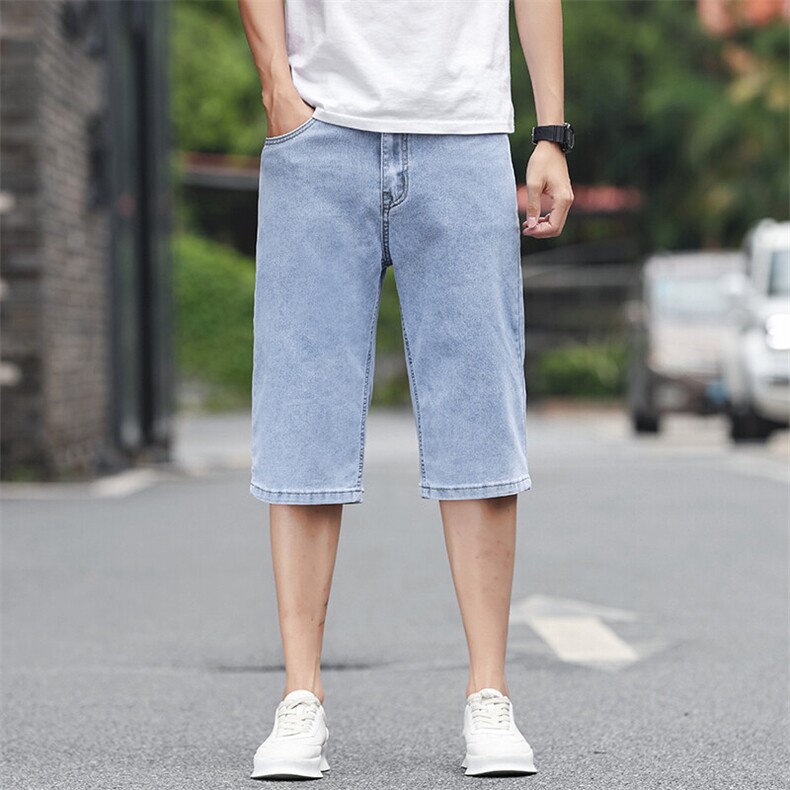 S825b男士新款夏季莱赛尔棉短裤中腰宽松休闲牛仔七分裤男图片