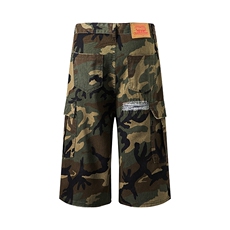 迷彩牛仔短裤男破洞补丁直筒工装休闲宽松七分裤FD3127P52，男装牛仔裤，星座1013-1
