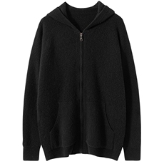 时尚男士羊绒开衫连帽拉链毛衣休闲宽松外套冬季保暖上衣，男装羊绒开衫，蚂蚁派对工厂直营店