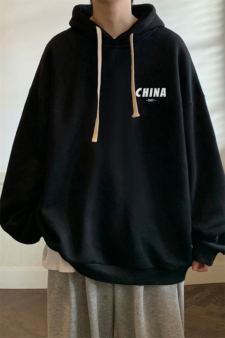 纯棉连帽卫衣男大码运动帽衫宽松薄WY2248-P35加绒款-P40,男装卫衣,电商A040