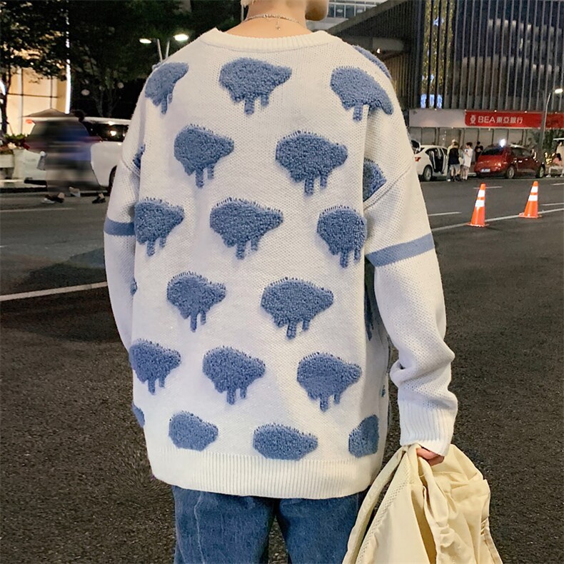 2023秋冬新款潮牌植绒男士针织衫中性情侣毛衣外套M302P78,男装针织衫/毛衣,电商B220