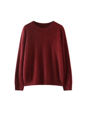 皇冠级纯山羊绒拉绒毛衣女秋冬温柔慵懒风宽松百搭套头羊绒衫，女装羊毛衫，优麦羊绒（原洪叶羊绒）