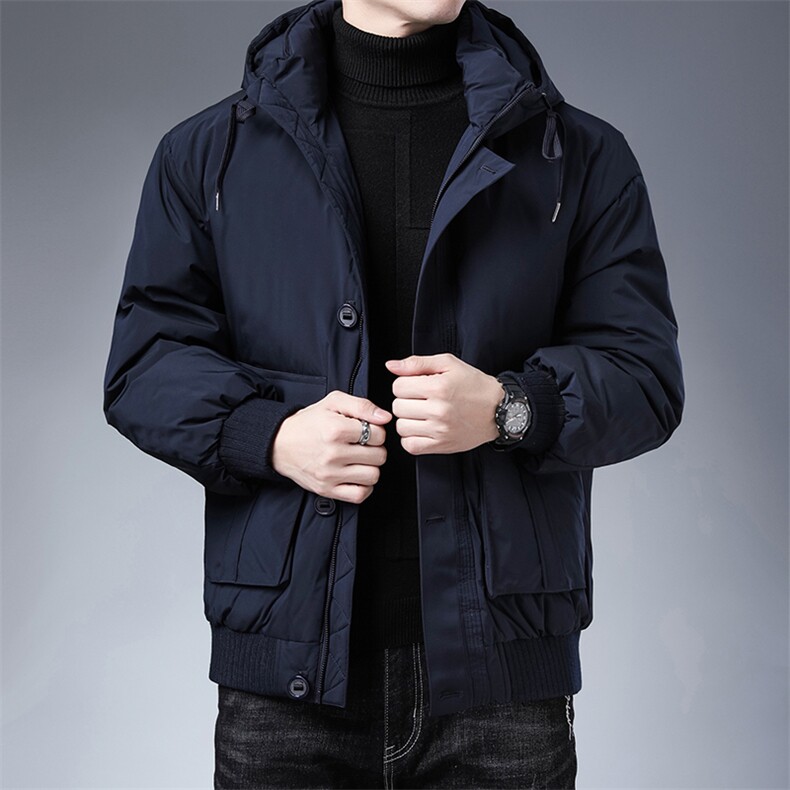 21冬季新款时尚羽绒服休闲宽松翻领外套男士90%白鸭绒ZG3318-P215图片