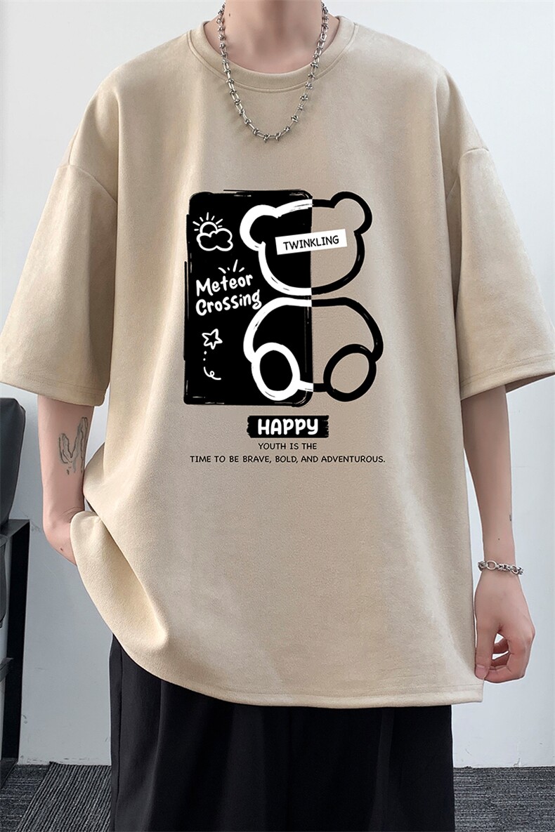 麂皮绒短袖t恤男大码半袖男大皂风JD82352-P25,男装T恤,电商A040