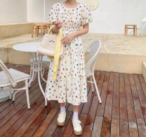 小复古法式花连衣裙，女装连衣裙，新袖