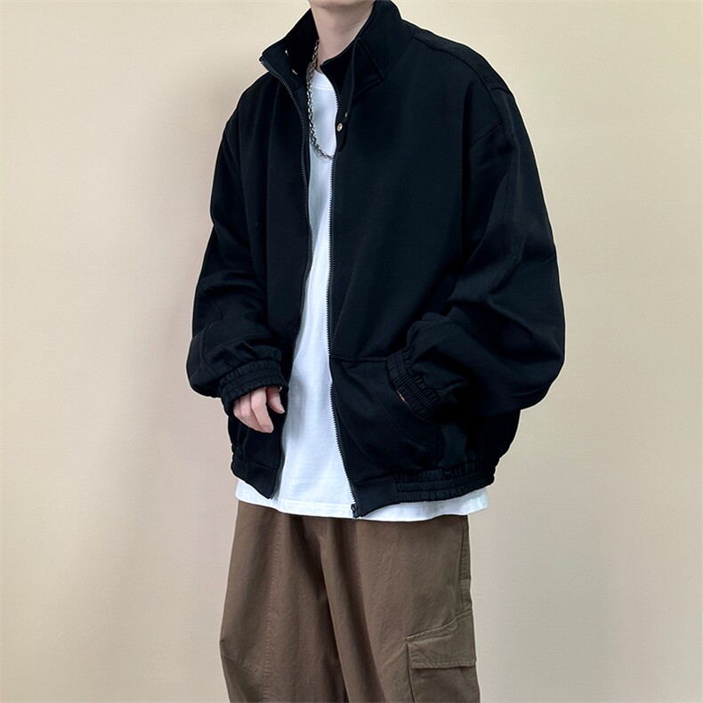 现货-春秋立领开衫卫衣男时尚外套潮牌宽松上衣-AJ23054-P88,女装短外套,电商A351