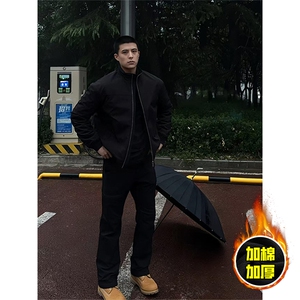 现货秋冬季美拉德立领飞行立领夹克boxy廓形棉衣高街加厚加棉外套图片