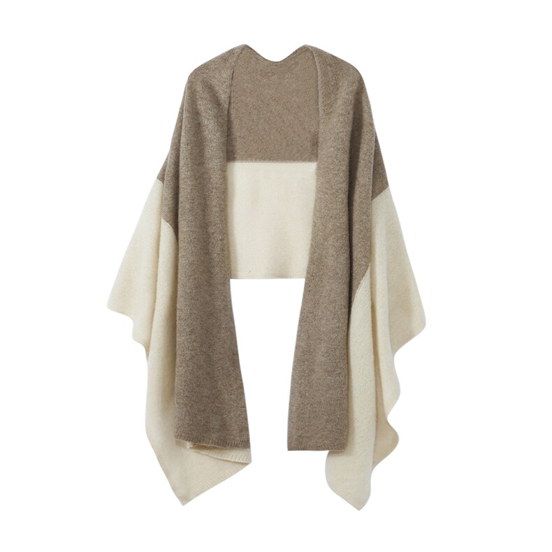 2025年秋季新款百搭时尚潮流女士拼色围脖披肩，披肩，羿纯羊绒高端店