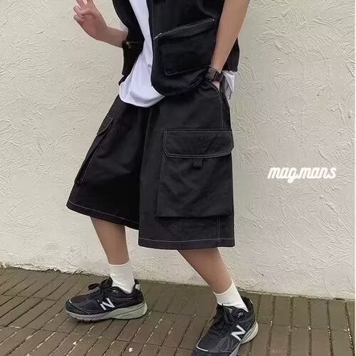 美式机能工装短裤男夏季薄款休闲五分裤运动潮牌中裤沙滩大裤衩子,男装牛仔裤,星座1210-1
