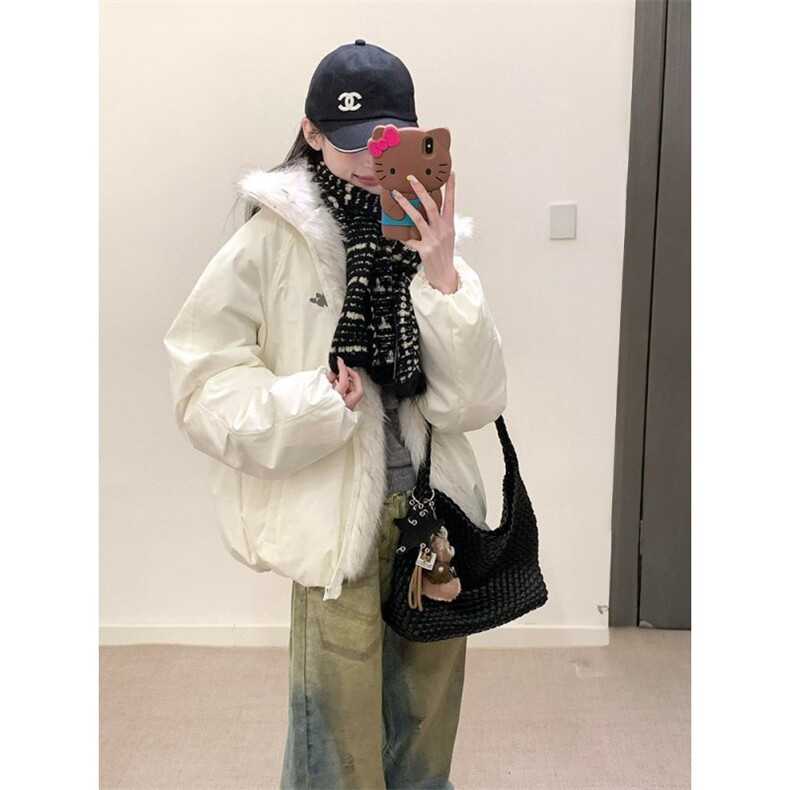 1506-1/M78871/P92韩版时尚连帽毛毛拼接棉服男女防寒百搭宽松棉,男装棉衣,星座1506-1
