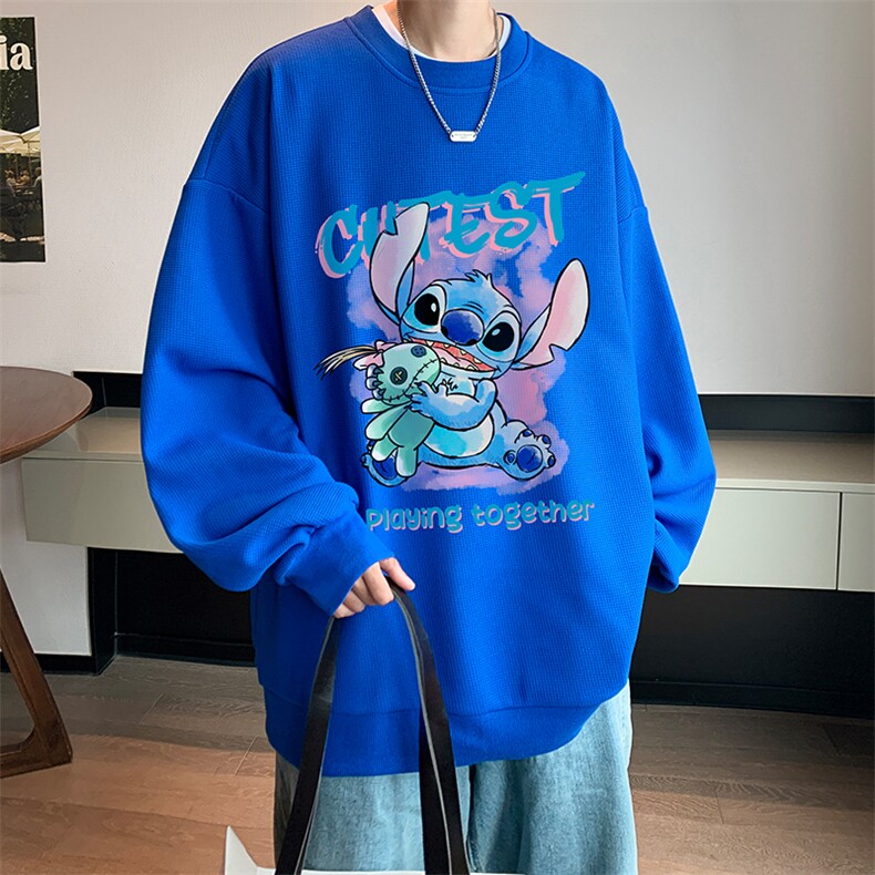 华夫格卫衣圆领卫衣男大码长袖t恤男外套HW76335-P30加绒款-P40,男装卫衣,电商A040