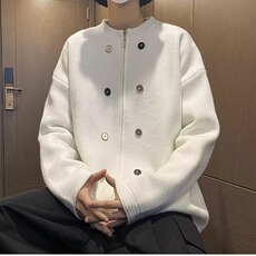 宽松针织开衫纽扣装饰纯色圆领毛衣外套男女网图-MY574-P53，男装针织衫/毛衣，星座1001-1