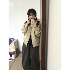 美式复古拼色翻领外套新款休闲宽松男女棒球服夹克513AJK2563P67，男装夹克，星座513A