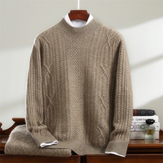 2025年秋季圆领针加厚花单领，男装羊绒套衫，恒标羊绒