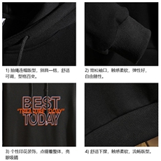 WY2181-P35加绒款-P40纯棉连帽卫衣男大码运动帽衫宽松薄砖墙，男装卫衣，电商A040A